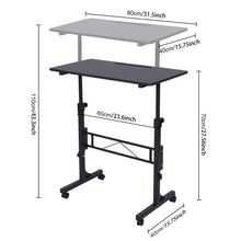 Load image into Gallery viewer, Standing Desk Adjustable Height, Mobile Stand Up Desk with Wheels Small Computer Desk Rolling Desk, Portable Laptop Desk Black Standing Table Sit Stand Home Office Desks 16"x31.5" Height 27"-43.5"