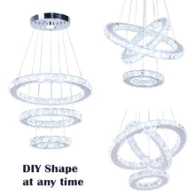 Load image into Gallery viewer, Dixun LED Chandeliers Modern Ceiling Light Fixture 3 Rings Adjustable Stainless Steel Pendant Light Chandelier for Bedrooms Living Room (Cool White)