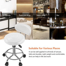 Load image into Gallery viewer, KKTONER PU Leather Modern Rolling Stool with Low Back Height Adjustable Work Salon Drafting Swivel Task Chair with Footrest (White)