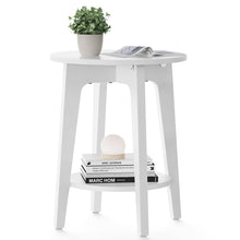 Load image into Gallery viewer, VASAGLE Side Table, Small Round End Table with Lower Shelf, Nightstand for Small Spaces, Living Room, Bedroom, White ULET283T14