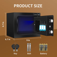 Load image into Gallery viewer, JUGREAT Safe Box with Induction Light,Electronic Digital Security Safe Steel Construction Hidden with Lock,Wall or Cabinet Anchoring Design for Home Office Hotel Business 0.23 Cubic Feet Black