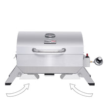 Load image into Gallery viewer, Royal Gourmet GT1001 Stainless Steel Portable Grill, 10000 BTU BBQ Tabletop Gas Grill with Folding Legs and Lockable Lid, Outdoor Camping, Deck and Tailgating, Silver