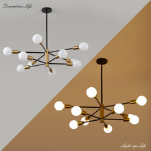 Load image into Gallery viewer, KAISITE Modern Chandelier Dining Room Light Fixture Over Table 10-Light Sputnik Chandelier Ceiling Light Fixture Height Adjustable Black and Gold Mid Century Pendant Lighting for Kitchen Living Room