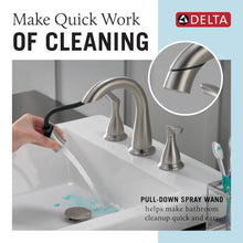 Load image into Gallery viewer, Delta Faucet Broadmoor Pull Down Bathroom Faucet Brushed Nickel, Bathroom Faucet, Widespread Bathroom Faucet 3 Hole with Magnetic Docking, Bathroom Sink Faucet, SpotShield Stainless 35765LF-SPPD