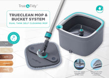 Load image into Gallery viewer, True & Tidy True Clean Mop and Bucket System, Includes Square Spin Mop, Dual Compartment Mop Bucket and 2 Thick Machine Washable Mop Pads (Spin Mop)