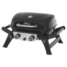 Load image into Gallery viewer, Royal Gourmet GT2005 2-Burner Portable Propane Gas Grill with Foldable Side Tables & Foldable Support Legs, Tabletop Gas Grill with Warming Rack for for Outdoor Cooking & Grilling, Black