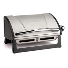 Load image into Gallery viewer, Cuisinart Grillster Portable Gas Grill, Stainless Steel Compact BBQ Grill with Locking Lid for Easy Transport, 8000 BTU Propane Grill with Dishwasher Safe Cooking Grate, Small Grill for Camping & BBQs