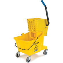 Load image into Gallery viewer, Carlisle FoodService Products Mop Bucket with Side-Press Wringer for Floor Cleaning, Restaurants, Offices, And Janitorial Use, Polyproylene, 26 Quarts, Yellow