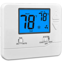 Load image into Gallery viewer, Suuwer Non-Programmable Thermostats for Home 1 Heat/1 Cool Conventional Single-Stage Systems