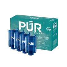 Load image into Gallery viewer, PUR PLUS Faucet Mount Replacement Filter 4-Pack, Genuine PUR Filter, 3-in-1 Powerful, Natural Mineral Filtration, Lead Removal, 1-Year Value, Blue (RF99994)