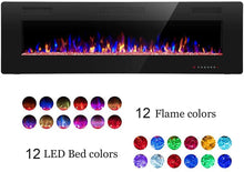 Load image into Gallery viewer, R.W.FLAME 60" Recessed and Wall Mounted Electric Fireplace, Low Noise, Fit for 2 x 6 Stud, Remote Control with Timer, Touch Screen, Adjustable Flame Color and Speed, 750-1500W