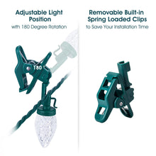 Load image into Gallery viewer, C9 LED Christmas Lights Outdoor, 66 Feet 100 LED Strawberry String Lights with 100 Spring Clamps, Waterproof Commercial Grade Extendable for Outside Roofline Patio Home Xmas Decoration, Pure White