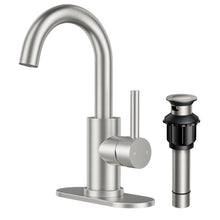 Load image into Gallery viewer, FORIOUS Wet Bar Sink Faucet Single Hole Bathroom Faucet, Brushed Nickel Bathroom Faucet 1 or 3 Hole, Bathroom Sink Faucet with 360° Swivel Spout, Single Handle Bathroom Faucet Small Kitchen Bar Faucet