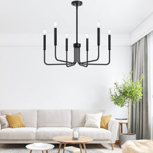 Load image into Gallery viewer, Black Chandelier, 6-Light Farmhouse Chandelier for Dining Room Lighting Fixtures Hanging, Dining Light Fixtures Industrial Modern Chandelier for Bedroom, Foyer, Hall, Kitchen, Living Room and Entryway