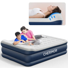 Load image into Gallery viewer, CHERIMOR Air Mattress Queen with Built in Pump, 20.5" High Inflatable Mattress with Integrated Pillow, Portable Self Inflating Blow Up Mattress with Flocked Top, Air Bed for Guests, Home & Camping