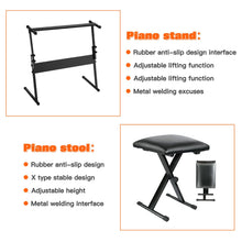 Load image into Gallery viewer, AQNIEGEP 61 Key Keyboard Piano for Beginners Electric Piano Keyboard Music Keyboard w/Stand, Bench, Microphone, Headphones, Piano Bag,Note Stickers,Light Up Keyboard, LED Screen, Dual-Speakers