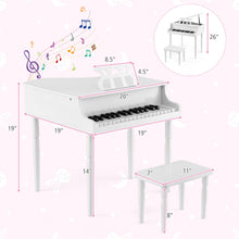 Load image into Gallery viewer, Costzon Classical Kids Piano, 30 Keys Wood Toy Grand Piano with Music Stand and Bench, Mini Musical Toy for Child, Ideal for Children's Room, Toy Room, Best Gifts (4 Straight Leg, White)