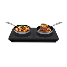 Load image into Gallery viewer, Nuwave Double Cooktop Induction Countertop Burner, Portable, 900 & 1800W, 100°F to 575°F, Large 8” Heating Coil, 50 Pre-Programmed Settings, Shatter-Proof Ceramic Glass, Built-In Safety Auto Shut Off