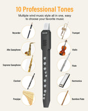 Load image into Gallery viewer, KONIX Digital Wind Instrument, DC02 Pro Electronic Wind Instrument Set with Removable Nozzle and Rechargeable Battery, Built-in 10 Musical Instrument Tones, Black