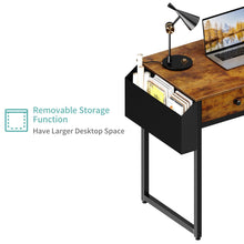Load image into Gallery viewer, Lufeiya Small Computer Desk with 2 Drawers for Bedroom, 31 Inch Home Office Desk with Storage Fabric Drawer and Bag, Study Writing Table for Small Spaces, Rustic Brown