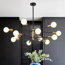 Load image into Gallery viewer, RUIYEY Modern Chandelier Ceiling Light Fixture Sputnik Chandeliers Gold and Black Farmhouse Chandelier Over Table 12-Light Height Adjustable Chandeliers for Dining Room, Living Room,Kitchen Island