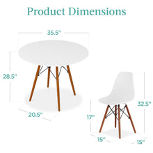 Load image into Gallery viewer, Best Choice Products 5-Piece Dining Set, Compact Mid-Century Modern Table & Chair Set for Home, Apartment w/ 4 Chairs, Plastic Seats, Wooden Legs, Metal Frame - White/Walnut