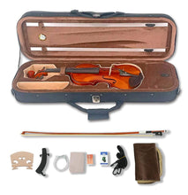 Load image into Gallery viewer, 4 Strings Violin Set Acoustic Violin 4/4 Full Set Flamed Maple Spruce Ebony Fittings 1/2 Violin 3/4 Violin 1/4 Violin for Beginners Solid Wood Violin with Hard Case & Violin Bow(4/4 Brown 1)