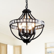 Load image into Gallery viewer, Crystal Chandelier Light Fixtures, 4-Lights Farmhouse Rustic Vintage Black Pendant Hanging Lighting Ceiling Chandeliers for Kitchen Island Dining Room Living Room Bedroom Foyer Hallway