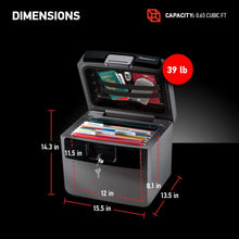 Load image into Gallery viewer, SentrySafe Black Fireproof and Waterproof Safe, File Folder and Document Box with Key Lock, Ex. 14.3 x 15.5 x 13.5 inches, HD4100