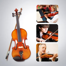 Load image into Gallery viewer, 4 Strings Violin Set Acoustic Violin 4/4 Full Set Flamed Maple Spruce Ebony Fittings 1/2 Violin 3/4 Violin 1/4 Violin for Beginners Solid Wood Violin with Hard Case & Violin Bow(4/4 Brown 1)