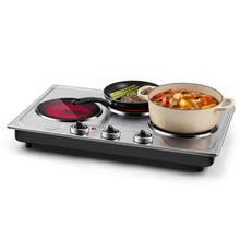 Load image into Gallery viewer, CUSIMAX Hot Plate,1800W Triple Infrared Burner, Independent Temperature Control,Electric Stove Can Simultaneously Cook Three Dishes,Compatible for All Cookware,Stainless Steel for Easy Cleaning