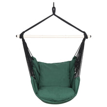 Load image into Gallery viewer, Highwild Hammock Chair Hanging Rope Swing - Max 500 Lbs - 2 Cushions Included - Steel Spreader Bar with Anti-Slip Rings - for Any Indoor or Outdoor Spaces (Green)
