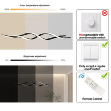 Load image into Gallery viewer, Jaycomey Modern Chandelier Light Fixtures, Dimmable LED Pendant Light with Remote Control, Acrylic Wave Chandeliers for Dining Rooms Bedroom Kitchen Restaurant, 3000K-6000K, 28W, Black