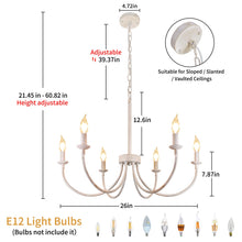 Load image into Gallery viewer, Rviezza French Country Chandelier, 6-Light Antique White Farmhouse Chandelier for Dining Room Lighting Fixtures Hanging, Candle Hanging Pendant Lights for Kitchen Living Room Bedroom Foyer