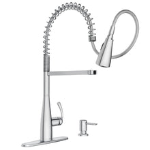 Load image into Gallery viewer, Moen Essie Chrome One-Handle High Arc Pre-Rinse Spring Pulldown Kitchen Faucet with Power Clean, 87814