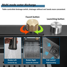 Load image into Gallery viewer, Black Waterfall Kitchen Sink, Drop in Single Bowl Stainless Steel Bar Sink with Cup Washer Sinks, Topmount Workstation Kitchen Sink with Accessories (Size : 31.5 x 17.7in)