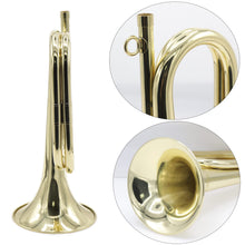 Load image into Gallery viewer, Cheerock 1 Pcs Gold Plated Bugle, Brass Cavalry Trumpet Bugle Horn, Brass Bugle Instruments with Bag & Gloves for Military Orchestra and Festival Atmosphere Performances