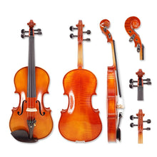Load image into Gallery viewer, 4 Strings Violin Set Acoustic Violin 4/4 Full Set Flamed Maple Spruce Ebony Fittings 1/2 Violin 3/4 Violin 1/4 Violin for Beginners Solid Wood Violin with Hard Case & Violin Bow(4/4 Brown 2)