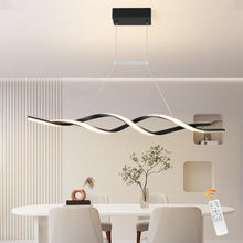 Load image into Gallery viewer, Jaycomey Modern Chandelier Light Fixtures, Dimmable LED Pendant Light with Remote Control, Acrylic Wave Chandeliers for Dining Rooms Bedroom Kitchen Restaurant, 3000K-6000K, 28W, Black