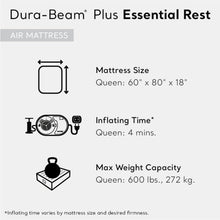 Load image into Gallery viewer, Intex 64125ED Dura-Beam Plus Essential Rest Air Mattress - Fiber-Tech – Queen Size – Built-in Electric Pump – 18in Bed Height – 600lb Weight Capacity