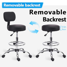 Load image into Gallery viewer, KLASIKA Drafting Swivel Chair with Back Support and Adjustable Footrest Rolling Stool, Multi-Purpose Office Desk Chair for Bar Kitchen Shop, Black