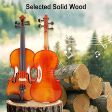 Load image into Gallery viewer, 4 Strings Violin Set Acoustic Violin 4/4 Full Set Flamed Maple Spruce Ebony Fittings 1/2 Violin 3/4 Violin 1/4 Violin for Beginners Solid Wood Violin with Hard Case & Violin Bow(4/4 Brown 2)