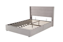 Load image into Gallery viewer, Allewie Queen Size Lift Up Storage Bed, Modern Wingback Headboard, No Box Spring Needed, Hydraulic Storage, Light Beige