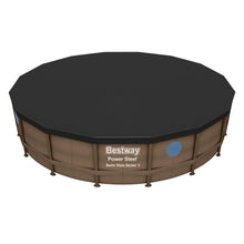 Load image into Gallery viewer, Bestway Round PVC 16 Foot Pool Cover for Above Ground Pro Frame Pools with Drain Holes and Secure Tie-Down Ropes, Black (Cover Only)