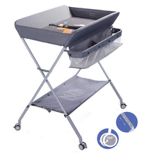Load image into Gallery viewer, EGREE Baby Portable Folding Diaper Changing Station with Wheels, Adjustable Height Mobile Nursery Organizer with Safety Belt & Large Storage Racks, Newborns & Infant, Gray 1 Count (Pack of 1)