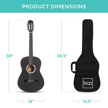 Load image into Gallery viewer, Best Choice Products 38in Beginner All Wood Acoustic Guitar Starter Kit w/Gig Bag, 6 Celluloid Picks, Nylon Strings, Capo, Cloth, Strap w/Pick Holder - Matte Black