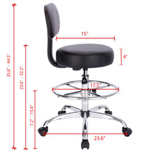 Load image into Gallery viewer, SUPERJARE Drafting Chair with Back, Adjustable Foot Rest Rolling Stool, Multi-Purpose Office Desk Chair, Thick Seat Cushion for Home Bar Kitchen Shop - Black