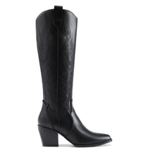 Load image into Gallery viewer, DREAM PAIRS Womens Cowboy Boots Comfortable Pull On Zipper Chunky Heel Pointed Toe Embroidered Western Cowgirl Knee High Boots Girls Ladies Retro Tall Boot,Size 8,BLACK/PU,SDKB224W