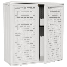 Load image into Gallery viewer, ZZM HDPE Outdoor Storage Shed, Outdoor Plastic Storage Cabinet, Horizontal Resin Tool Shed for Garden, All Weather Outdoor Storage Clearance, DIY Usage,Lockable and with one Shelf (White)