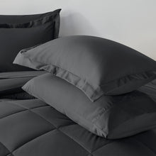Load image into Gallery viewer, CozyLux Queen Bed in a Bag 7-Pieces Comforter Sets with Comforter and Sheets Dark Grey All Season Bedding Sets with Comforter, Pillow Shams, Flat Sheet, Fitted Sheet and Pillowcases